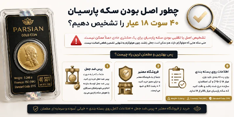 چطور اصل بودن سکه پارسیان ۴۰ سوت ۱۸ عیار را تشخیص دهیم؟