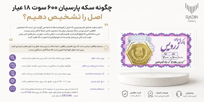چگونه سکه پارسیان ۶۰۰ سوت ۱۸ عیار اصل را تشخیص دهیم؟
