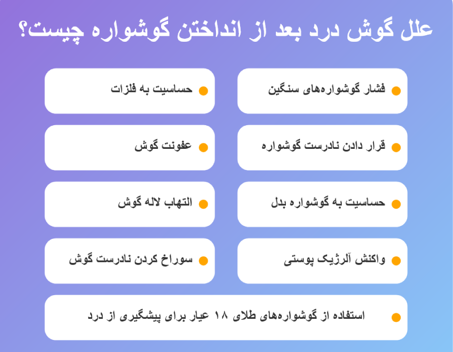 علل درد گوش بعد از انداختن گوشواره
