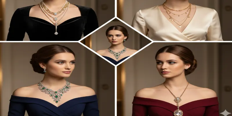 گردنبند مناسب برای یقه باز و دلبری
