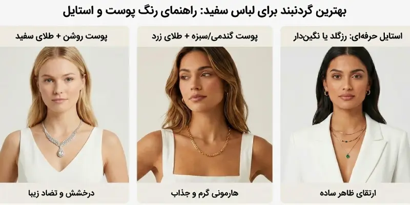 بهترین گردنبند برای لباس سفید